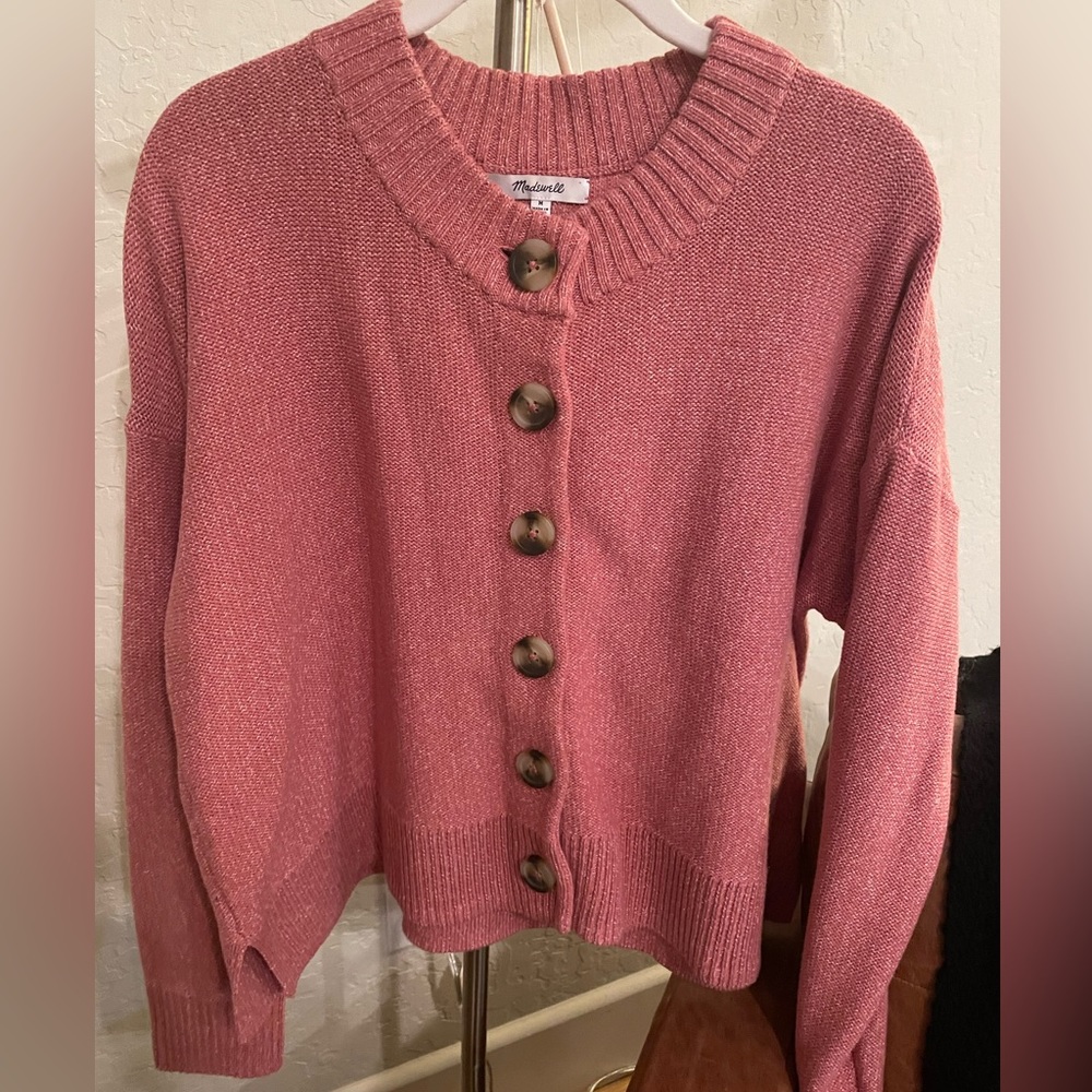 Madewell Rose Button-Front Cardigan